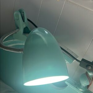 Blue clip Light with Adjustable Arm and Dome Shade